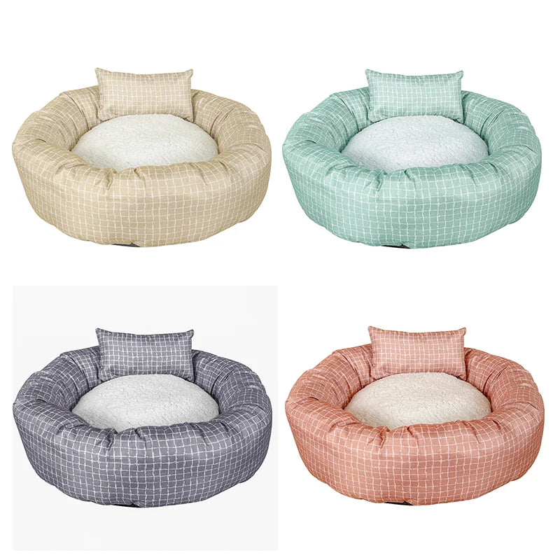 Custom Soft Washable Comfortable Round Donut Eco Friendly Luxury Solid Modern Cat Dog Bed