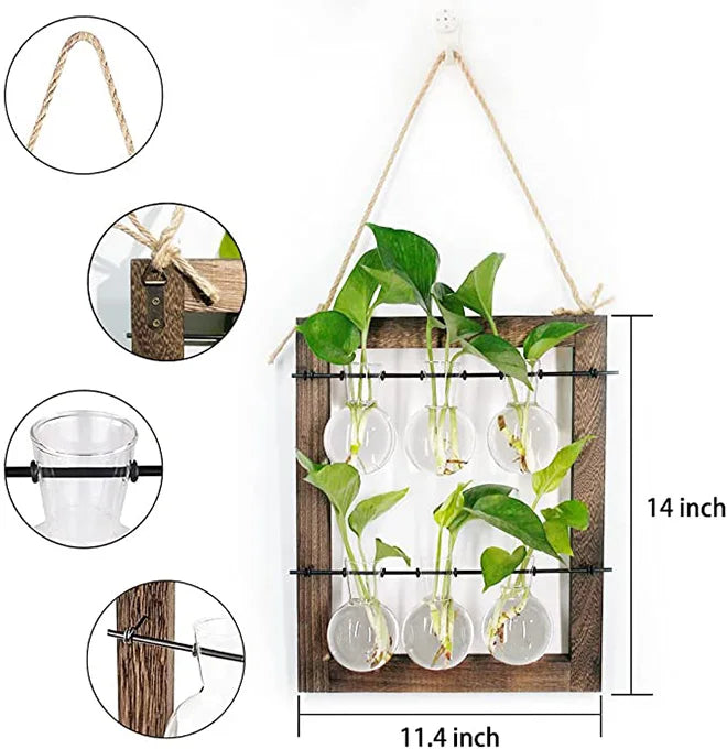 Dropship Double Layer Wall Hanging Glass Planter Propagate Station With 6 Bulb Vase Retro