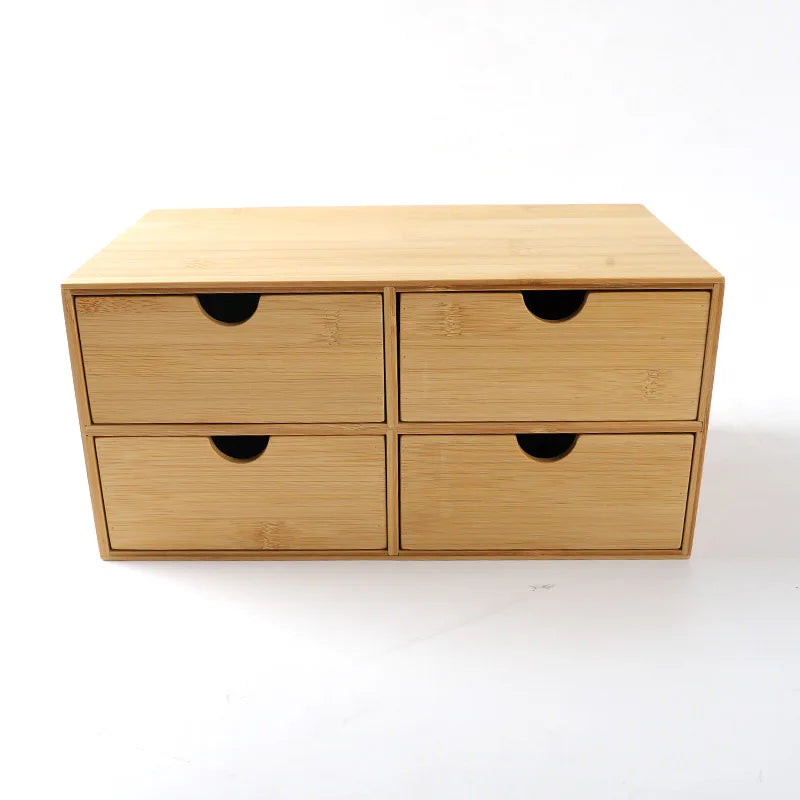 Bamboo Storage Box Desktop Drawer Organizer Multi-Tiered Drawer-Style Office Wooden
