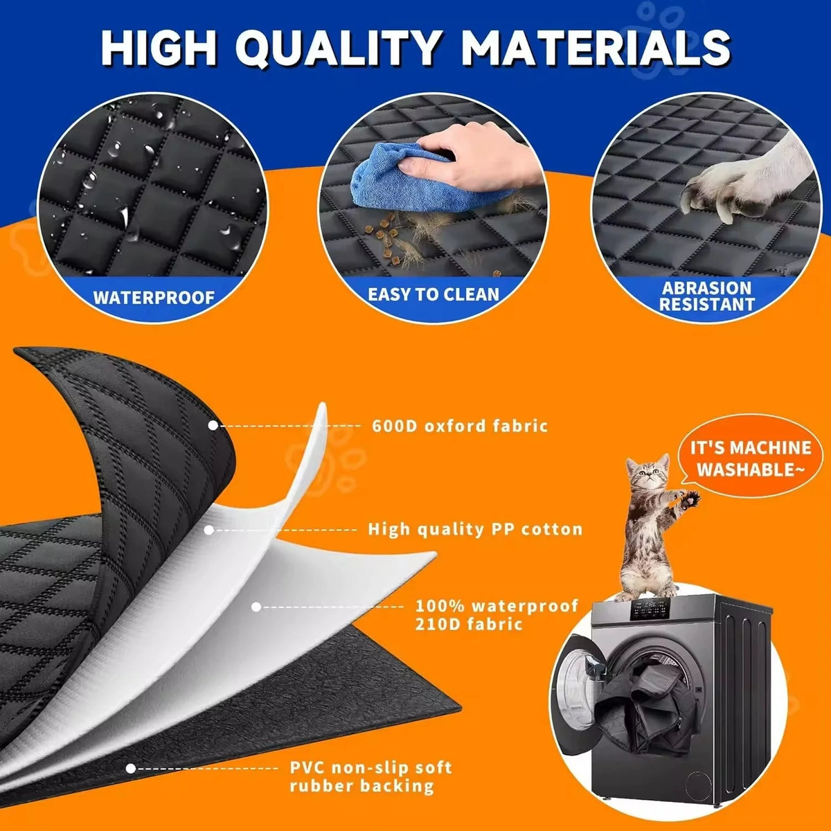 New Waterproof Dog Car Seat Cover 6-IN-1 600D Oxford Fabric Pet Back Seat Mat Scratch