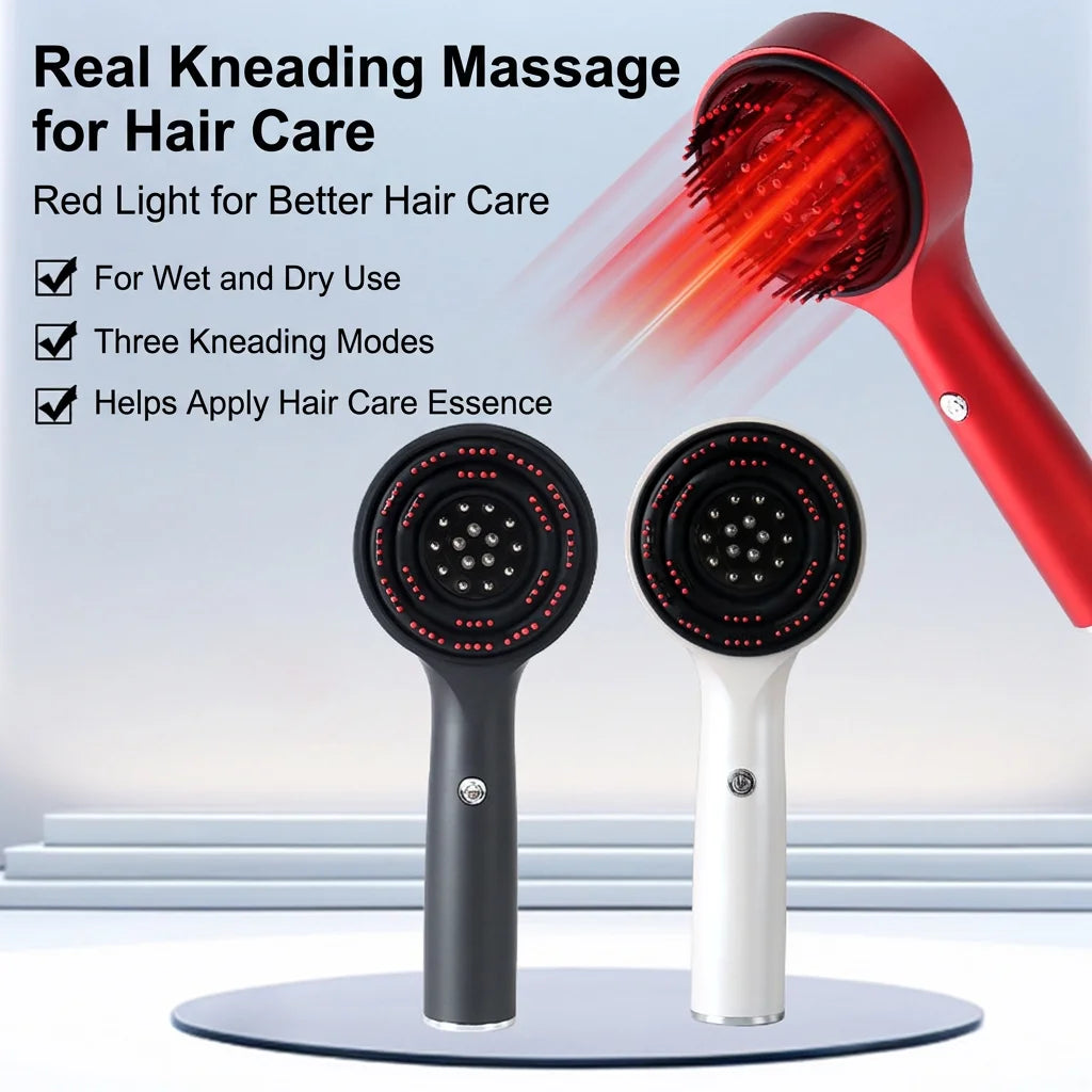 Electric Scalp Massager Brush with Red Light, Hair Care Massage Comb