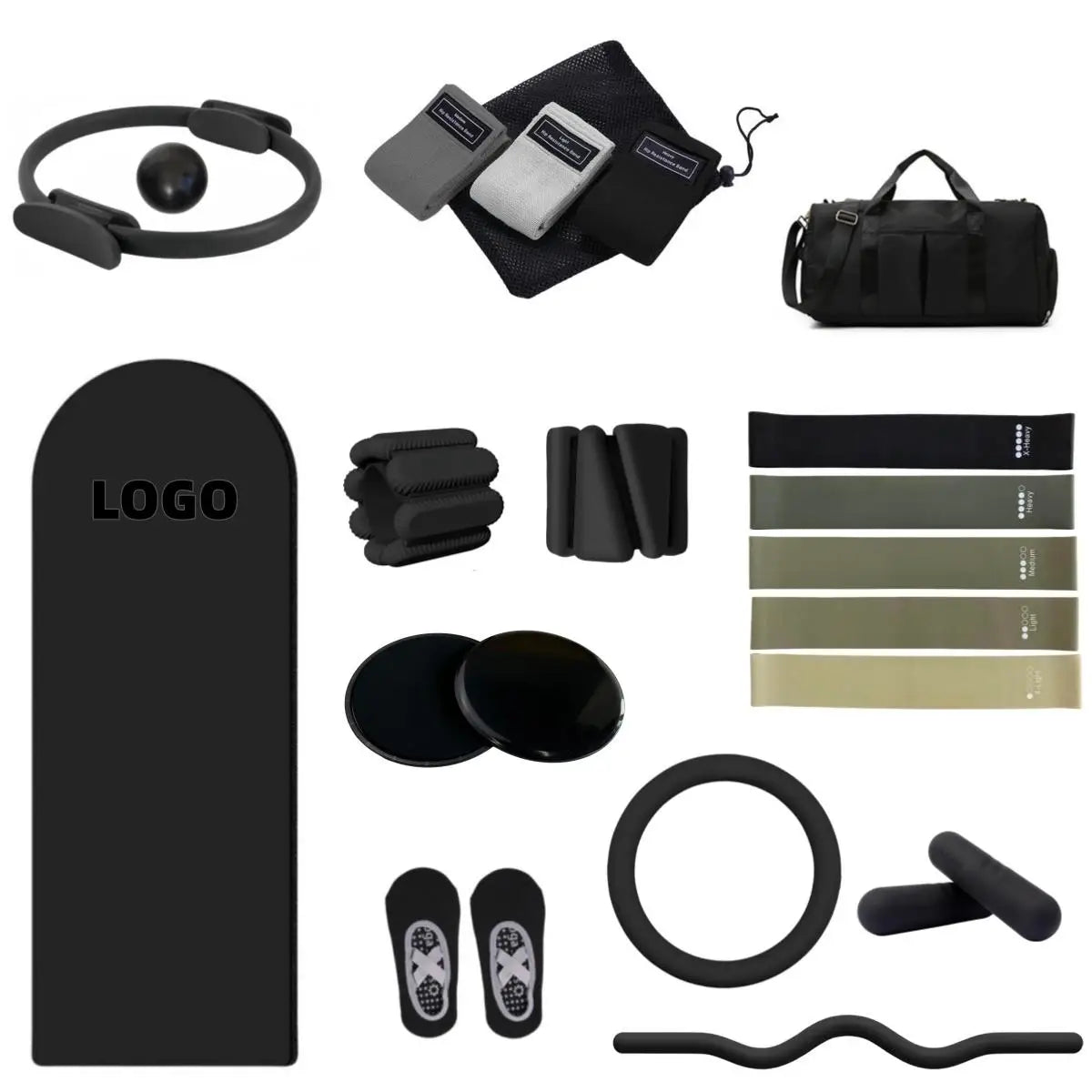 Yoga Mat Dumbbells Set Power Ring Silicone Pilates Kit Set Pilates Accessories Customized