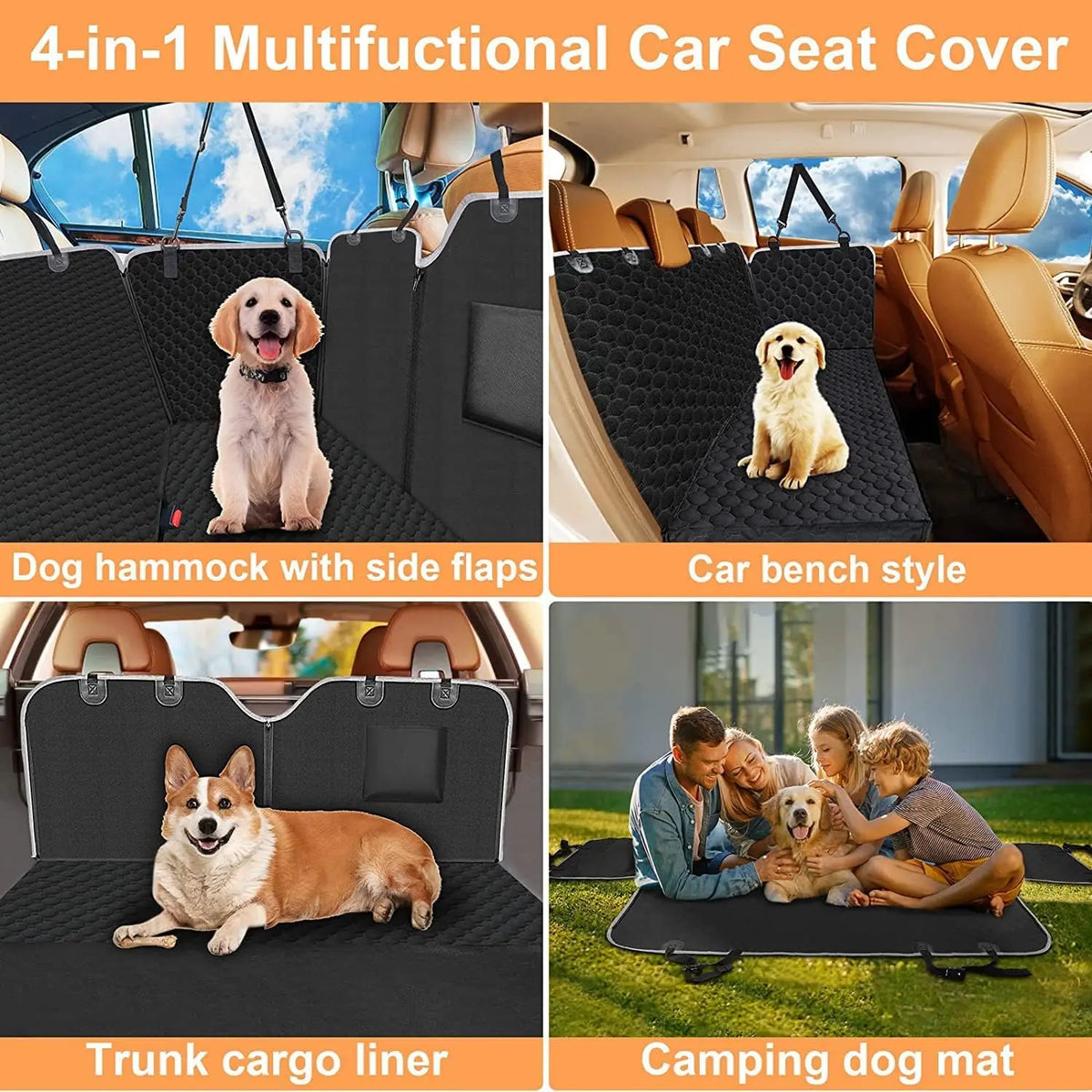 Dog Car Seat Cover Waterproof Pet Cat Travel Mat Mesh Carrier Car Hammock Anti-Sliper