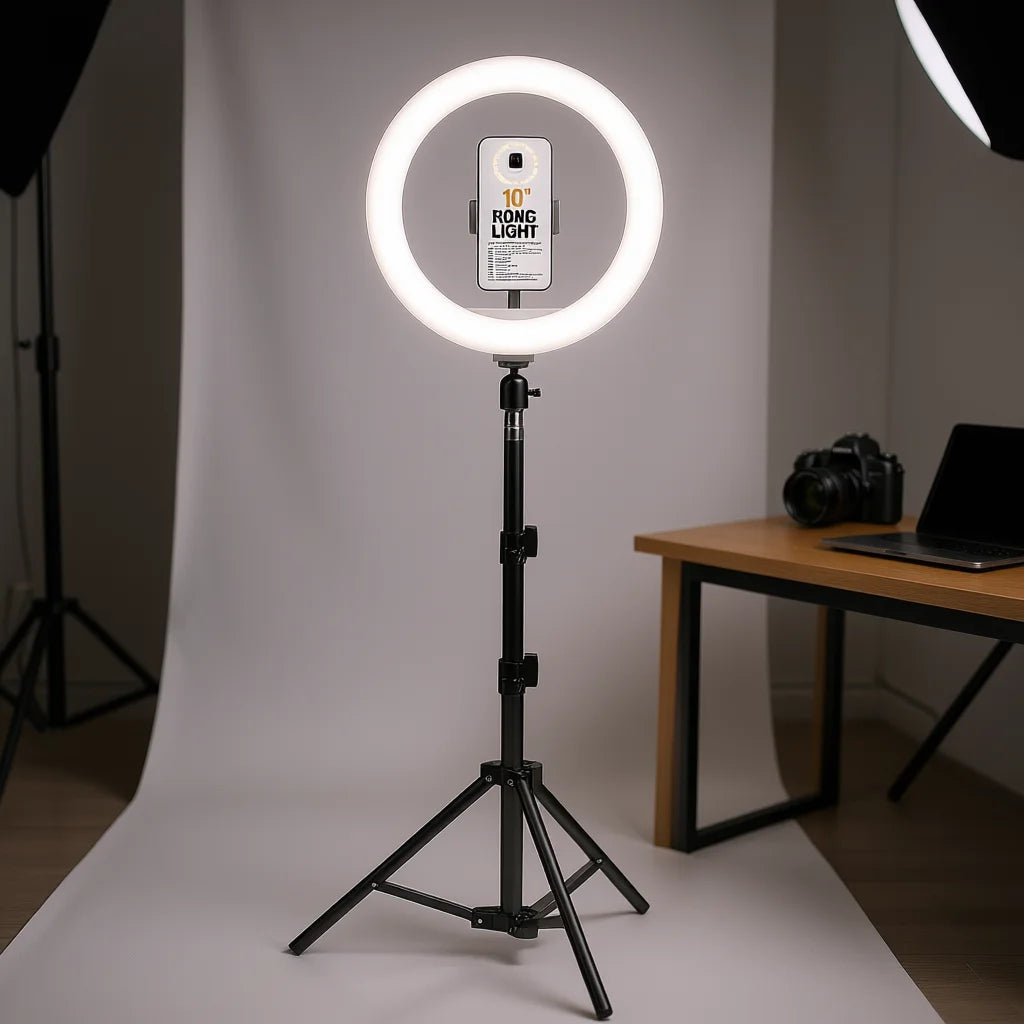 Myrva 10 Inch Ring Light With Phone Holder Adjustable Color Temperature Usb Powered