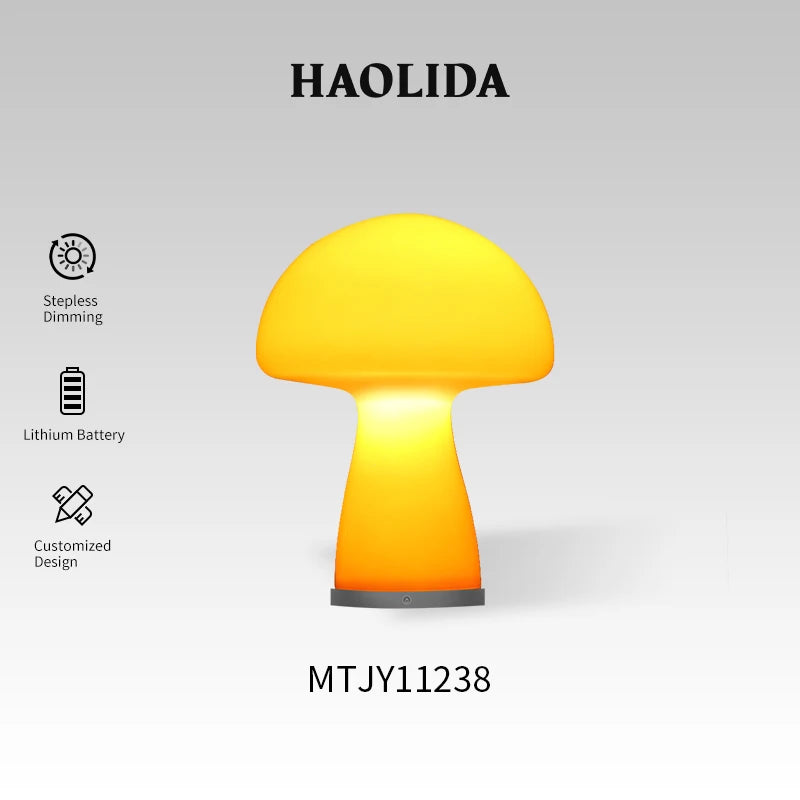 Nordic Style Mushroom Table Lamp Led Touch Atmosphere Retro Glass Living Room Bedroom