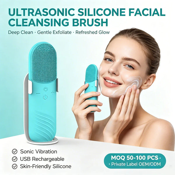4 in 1 Silicone Facial Cleansing Brush Waterproof USB Rechargeable Electric Pore Cleaner