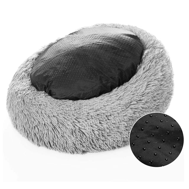 Furry Dog Bed Colorful Designs Coral Fleece Round Foam Large Fluffy Calm Donut Dog Bed