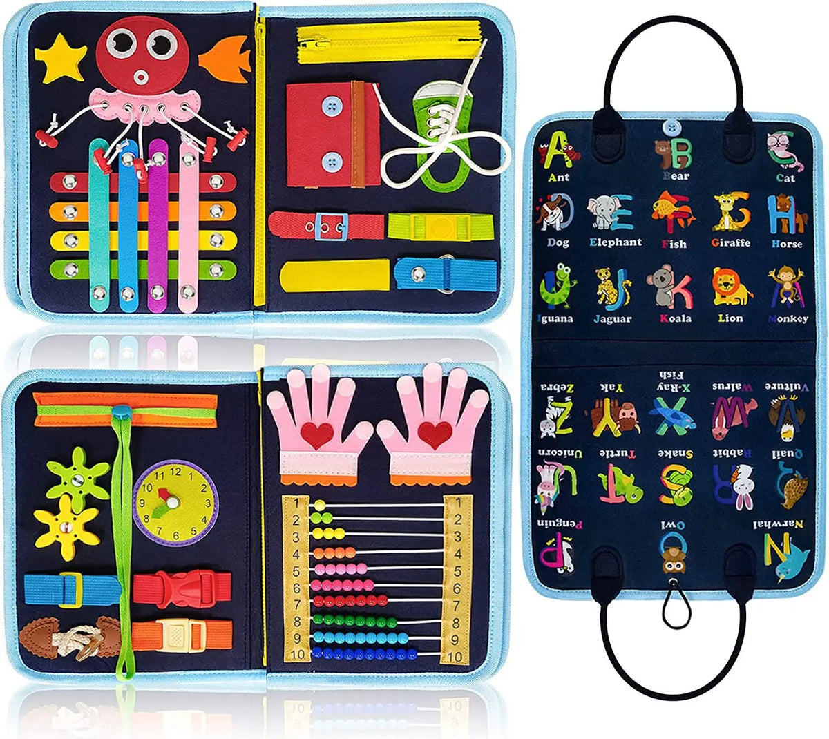 Felt Learning Board Pink Unisex Montessori Early Education Puzzle Busy Fabric 28x44cm