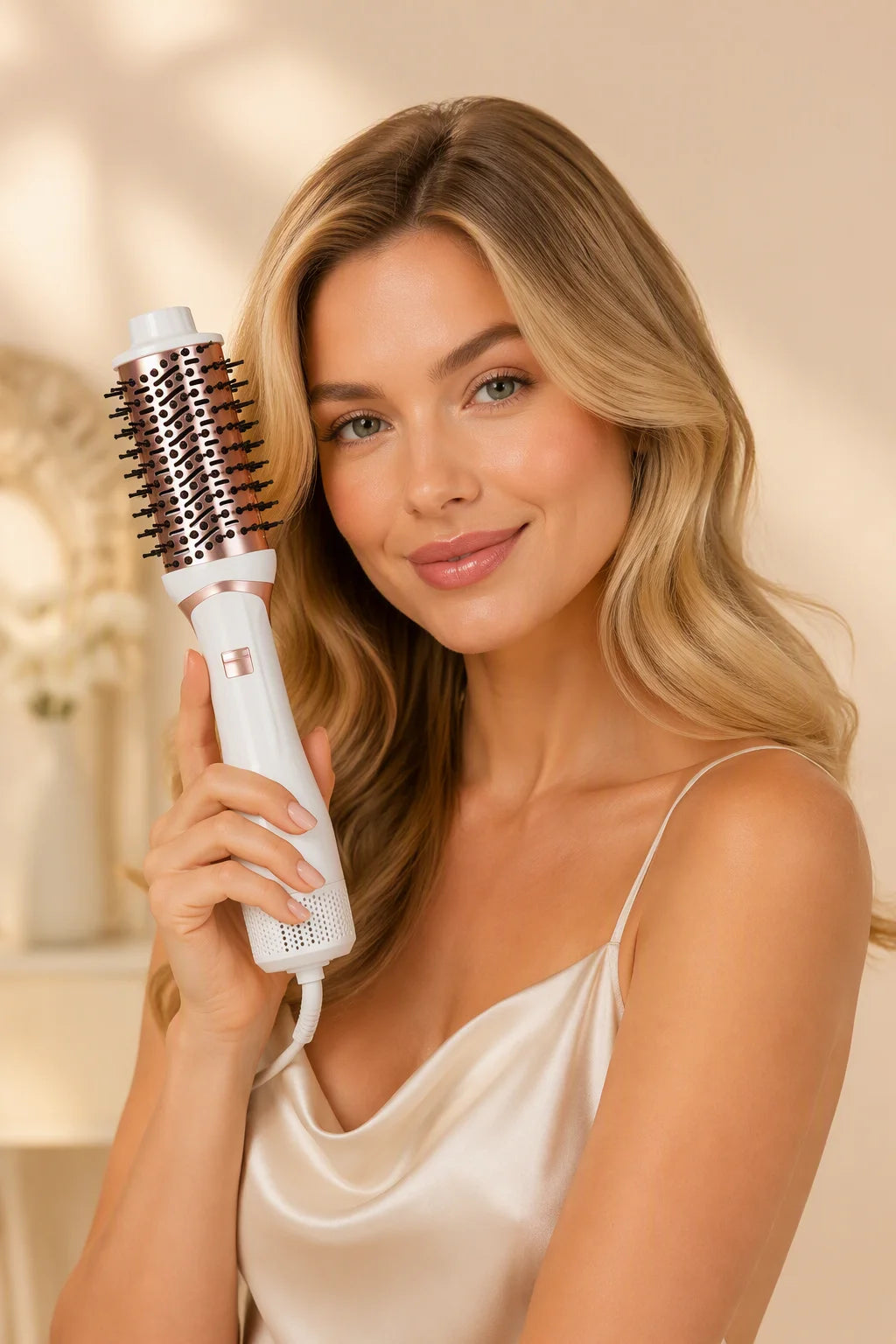 Professional Ionic Hot Air Brush 2-in-1 Hair Dryer Straightener Styler for Middle East