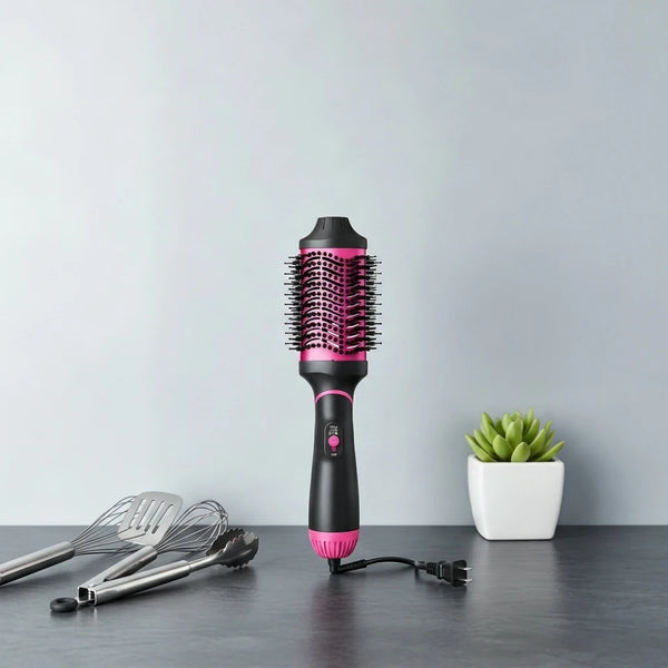1000W One Step Hot Air Brush Dual Voltage 3 Heat Settings Nylon Bristle Hair Dryer Styler
