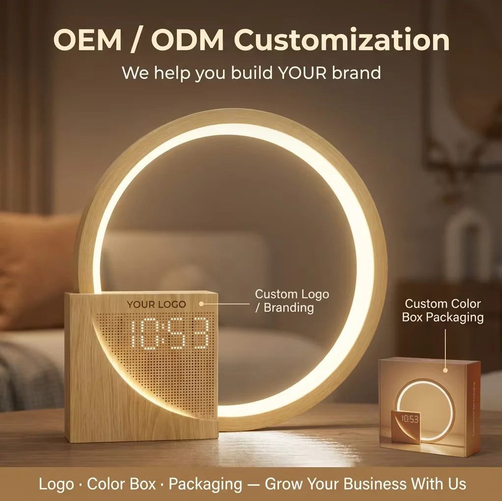Touch Dimmer Led Bedside Lamp with White Noise Machine and USB Charging Wake Up Light