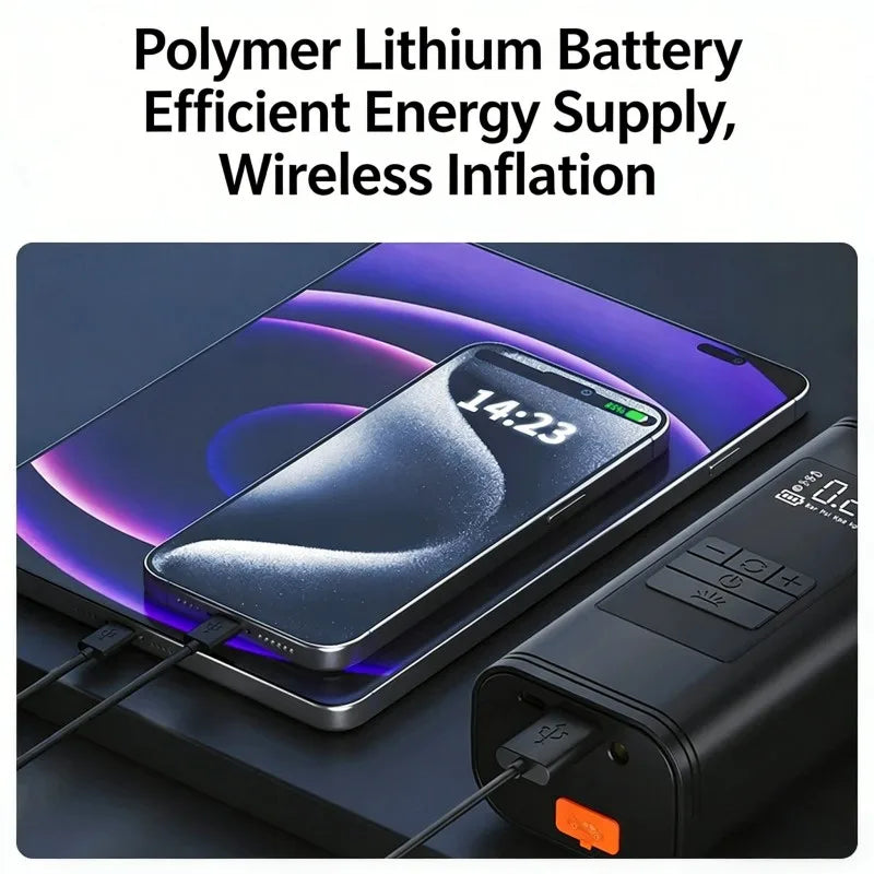 Portable 12V Car Tire Inflator ABS Material LED Display Tire Pressure Monitor