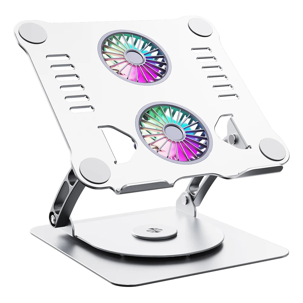 Aluminium 360 Rotatable Laptop Stand Adjustable Tablet Rotate Stand with Cooling Fans