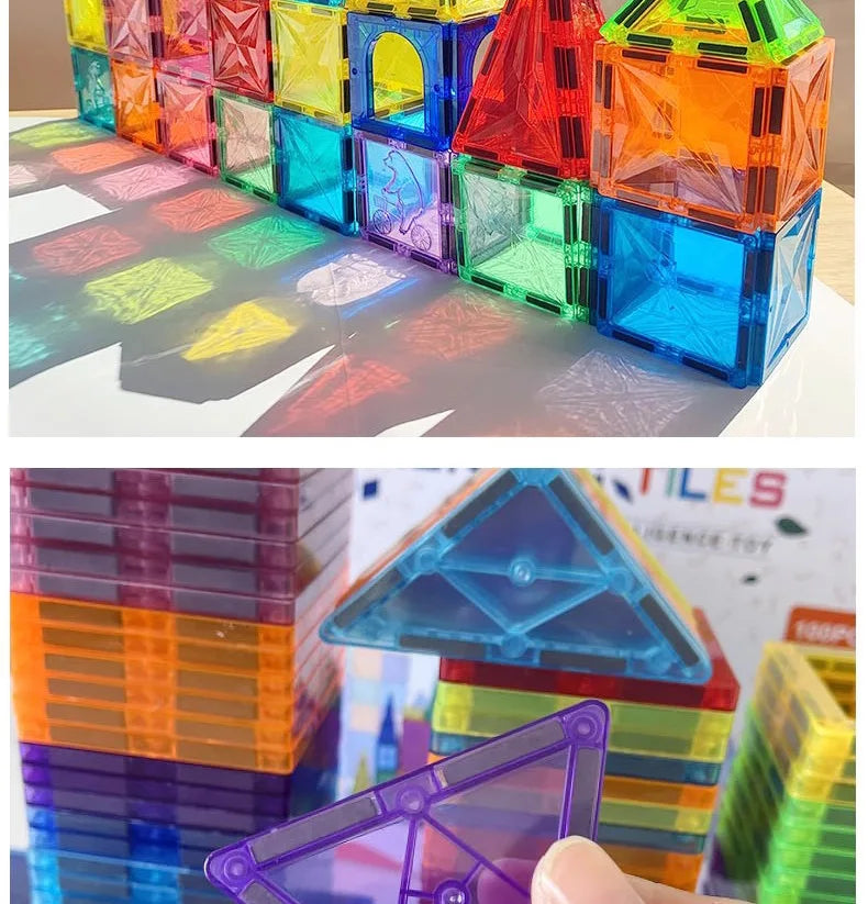 Large Colorful Window Magnetic Tiles Strong Magnetic Building Blocks Children'S