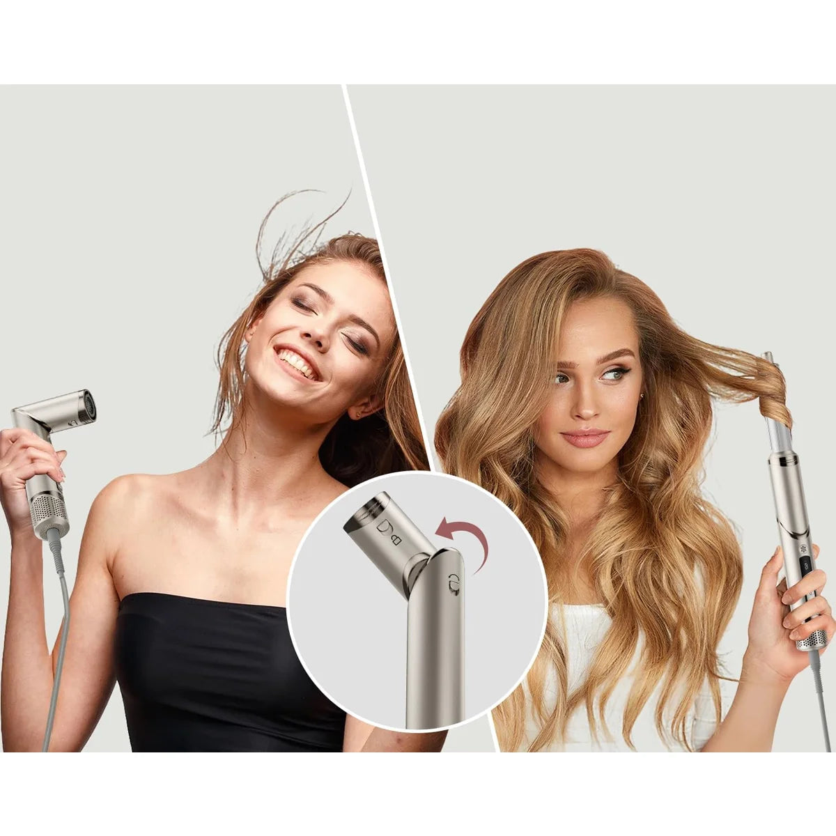 8 In1 Professional 1400W Ionic Hair Dryer Brush Comb Auto Wrap Straightening & Drying One