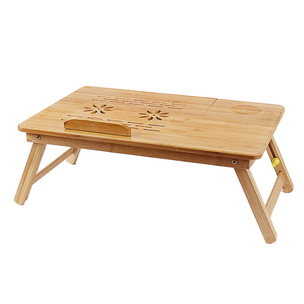 Bamboo Portable Foldable Laptop Desk Vertical Wooden Laptop Stand Adjustable Laptop Table