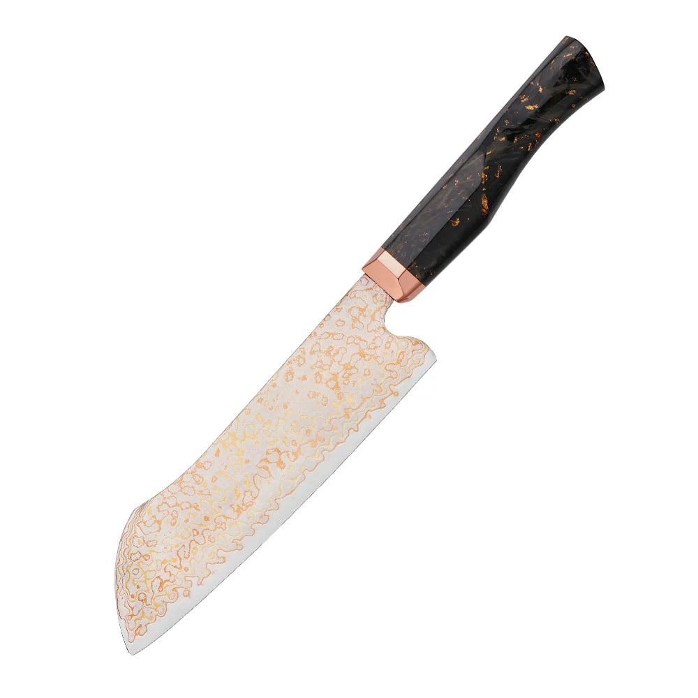 Japanese 5PCS 77 Layers Rainbow Damascus VG10 10Cr15CoMoV Core Chef Kitchen Knife Copper