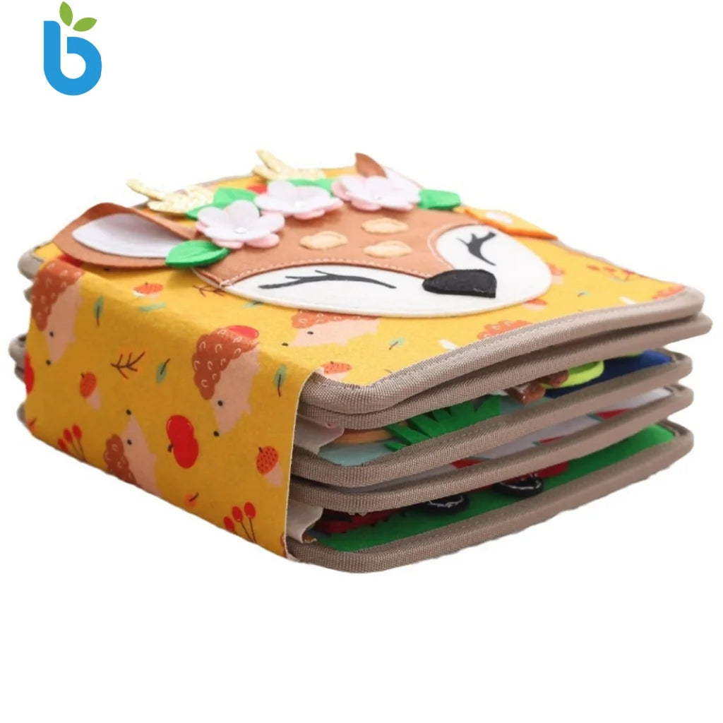 Travel Montessori Educational Felt Busy Board Sensory Toy Washable Cloth for Children 2-3