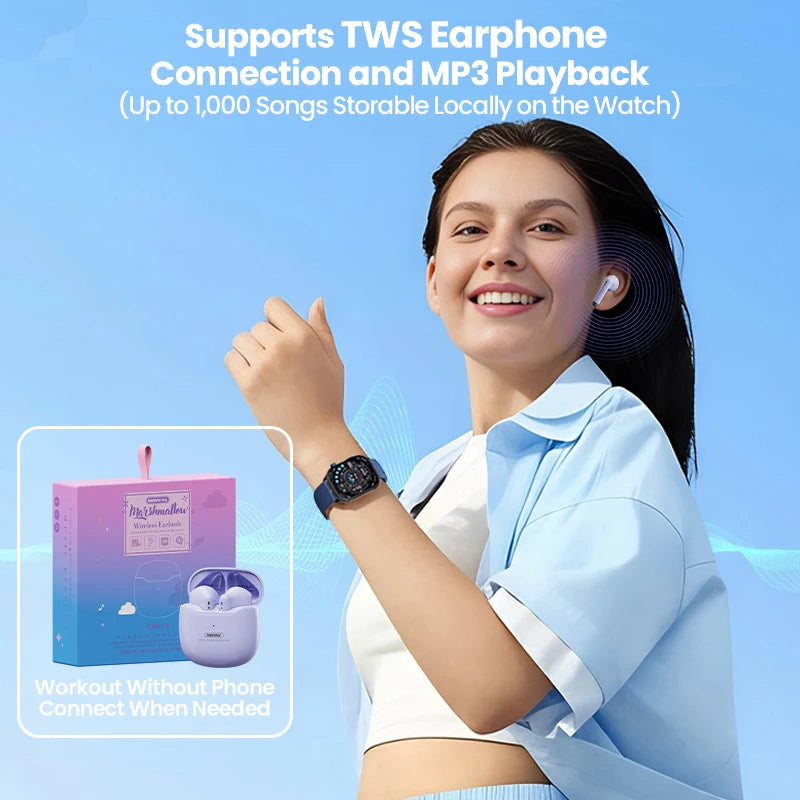 AMOLED Smart Watch with 2.04 Inch Touch Screen, IP68 Waterproof Fitness Tracker