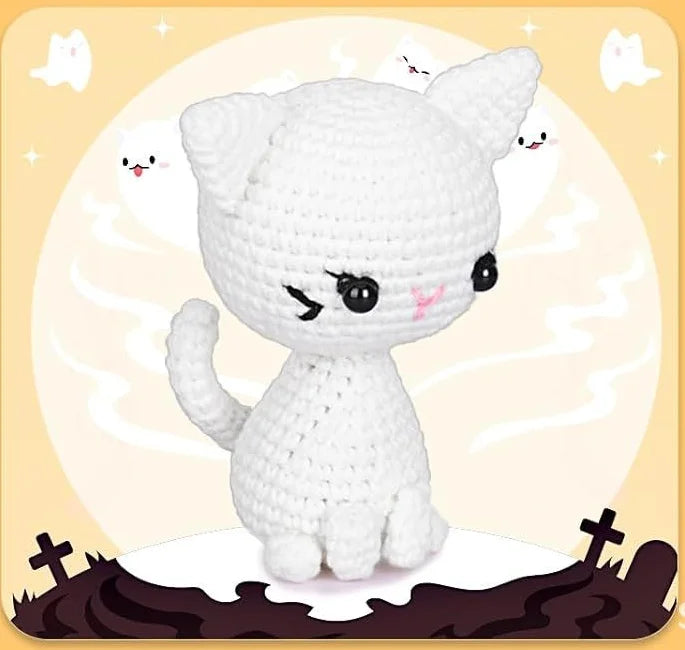 Crochet Kit for Beginners Halloween Magical Cats DIY Crochet Starter Kit for Adults Yarn
