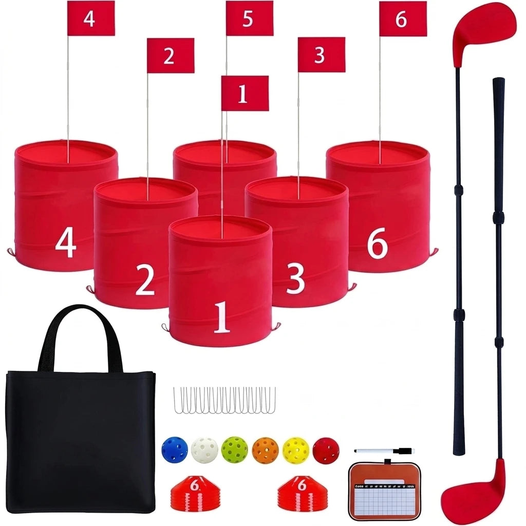 Portable Nylon Swing Trainer Practice Bucket 6 Holes Backyard Outdoor Golf Games Lawn