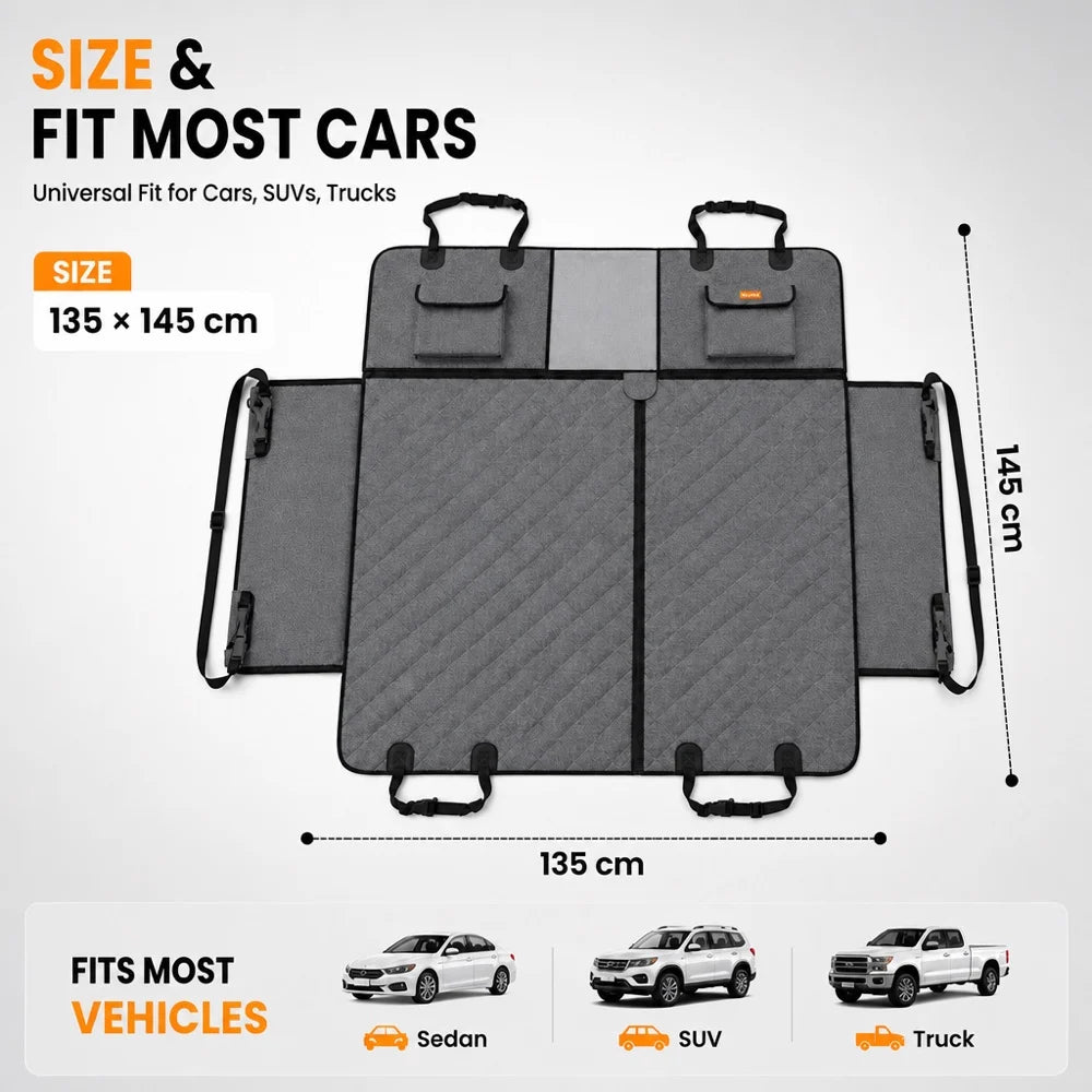 Waterproof Dog Car Seat Cover Back Seat Protector Hammock with Mesh Window
