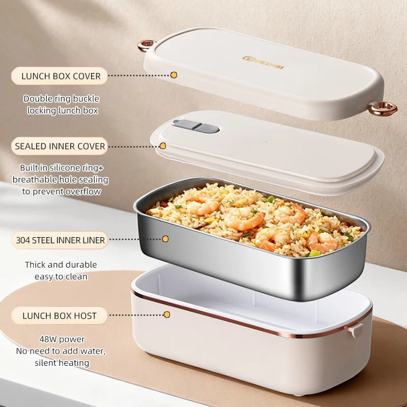 Great Bear 304 Stainless Steel Electric Heated Lunch Box 900ML Portable Home and Car Use