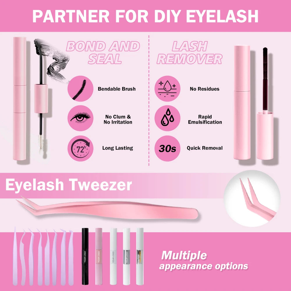 Diy Cluster Lashes Set 0.05 0.07mm Pre-Cut Eyelash Segment Lash Clusters Kit with Lash