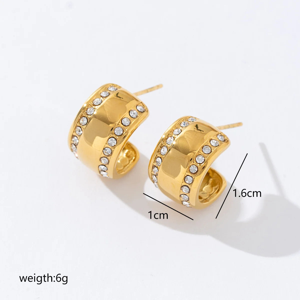 Custom Fashion Jewelry Designer Stainless Steel Earrings Female Diamond 18K Gold Plated
