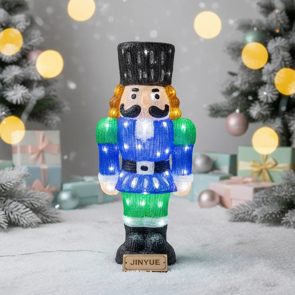 3D LED Christmas Nutcracker Motif Light Acrylic Toy Soldier Figure Crystal Glow IP44