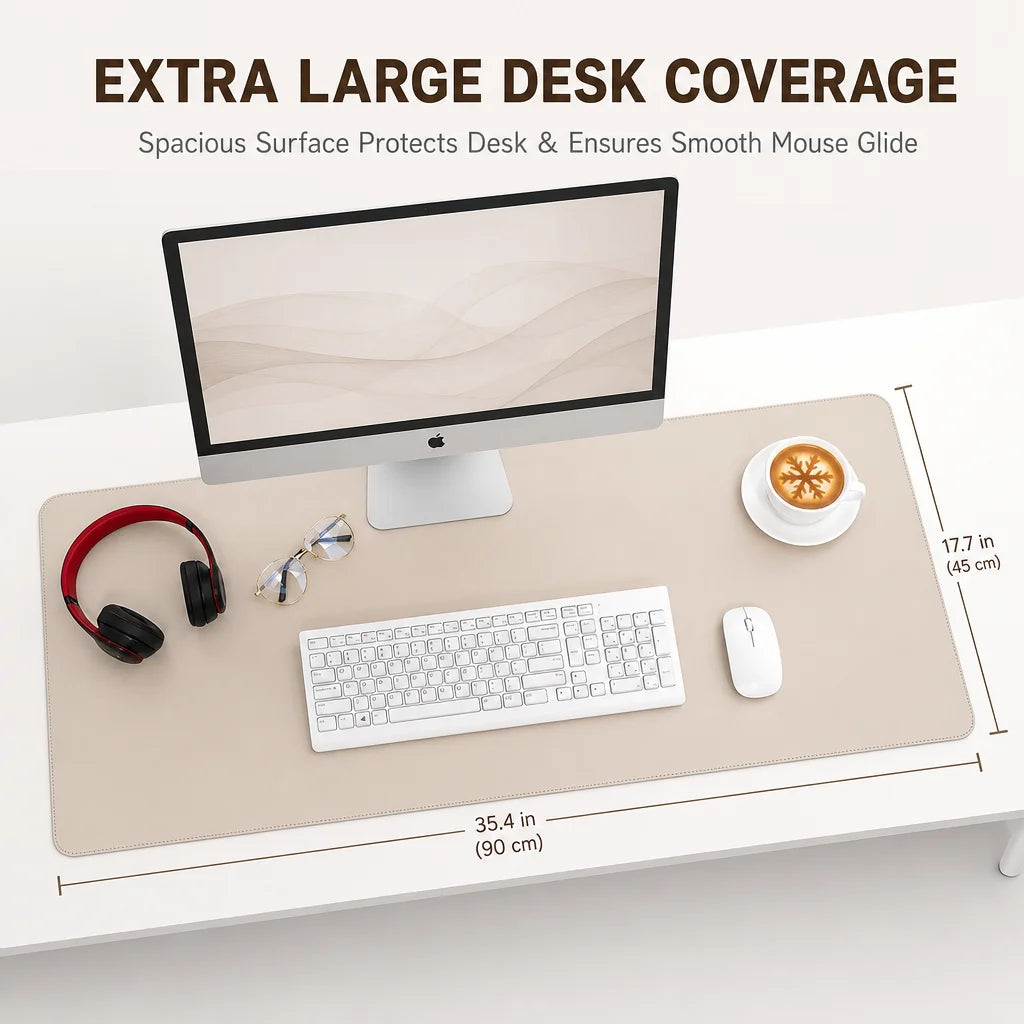 Leather Desk Mat Heat Resistant Mouse Pad Custom Printed Rectangular Office Table Pad