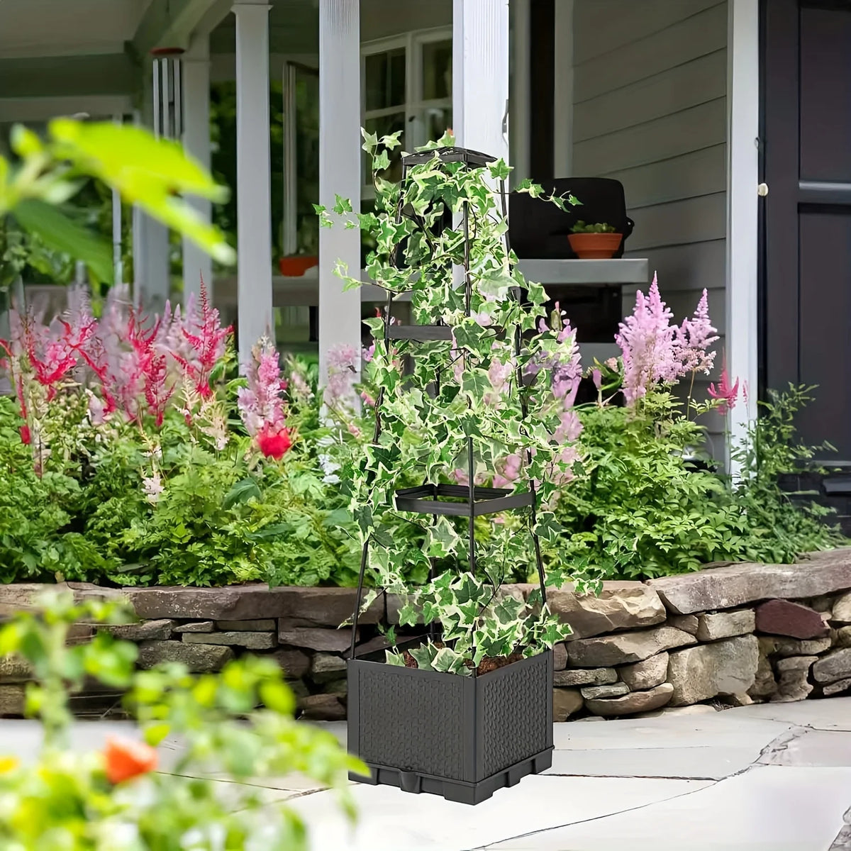 Garden Bed Planters Box for Climbing Vegetables Plant, Self Watering Tomato Cages