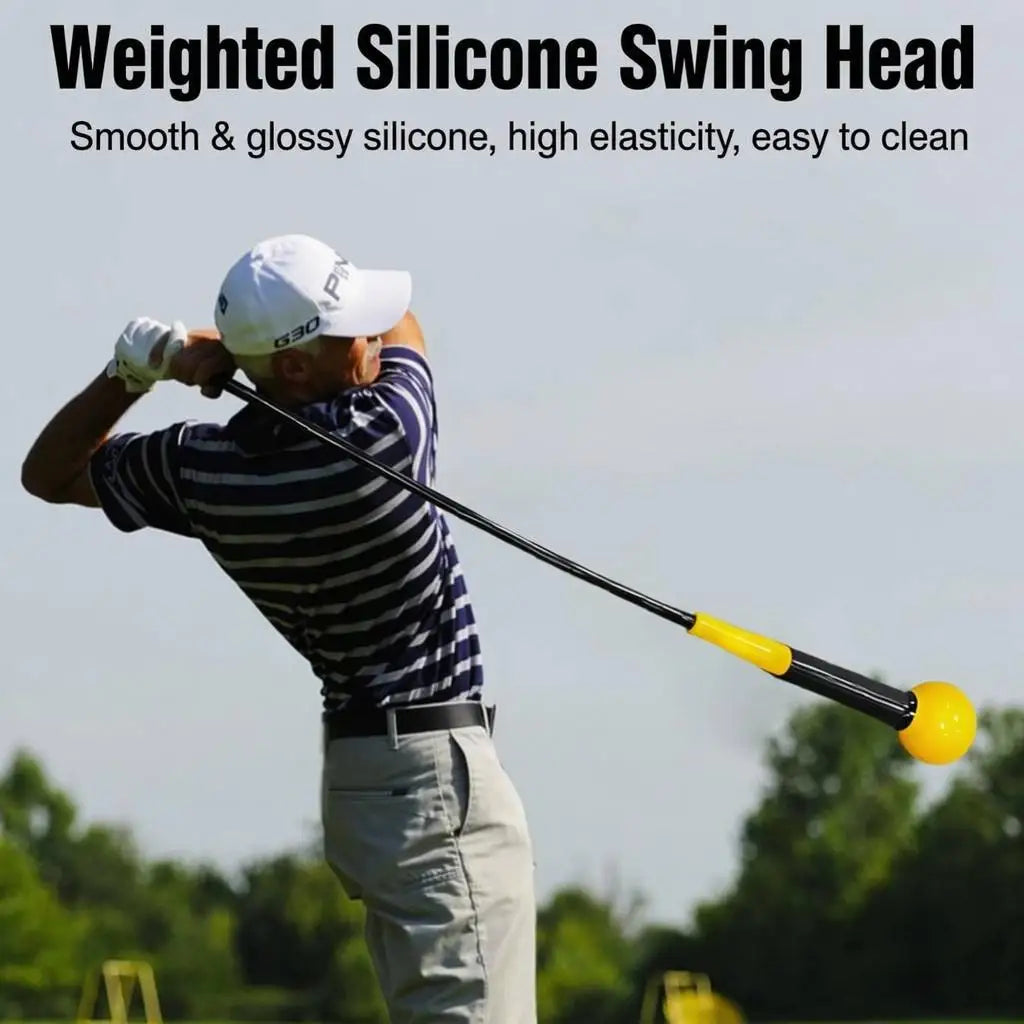 Weighted Silicone Head Golf Swing Training Rod, 40in/48in Eco-Friendly Rubber Shaft