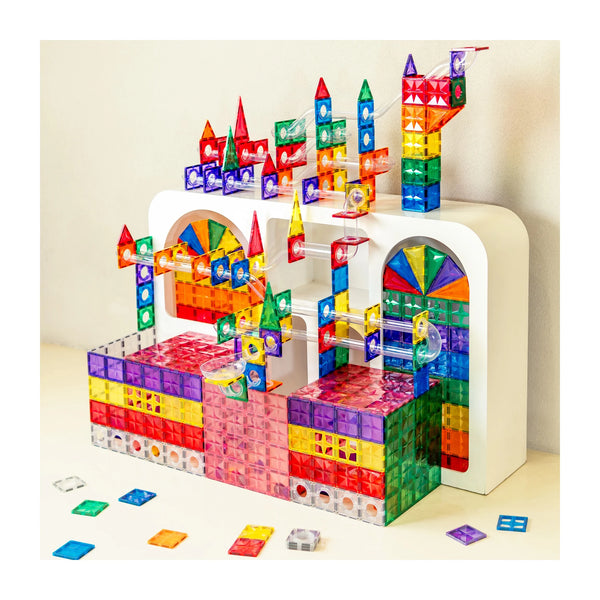 Kids Educational Stem Magnetic Tiles Toys Diy Marble Run 100pcs Magnetic Construction