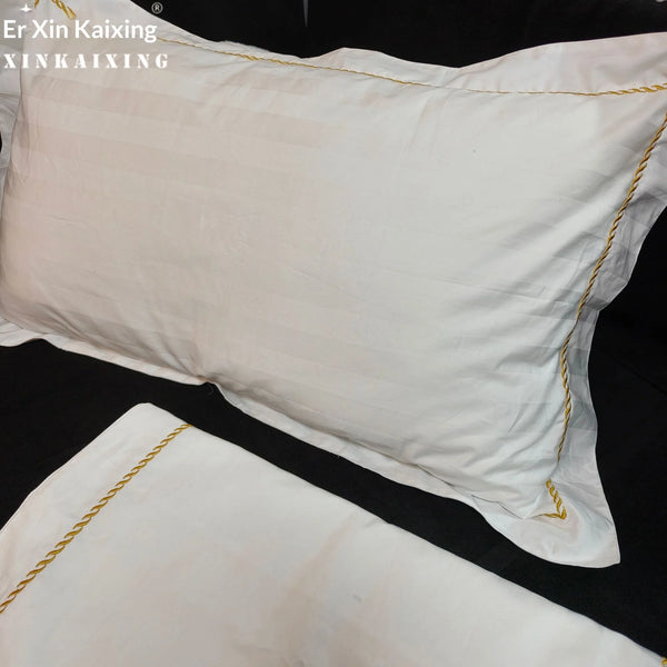 Customized Rectangle Hotel 100% Cotton 3cm Satin Pillowcase Soft Simple Comfortable