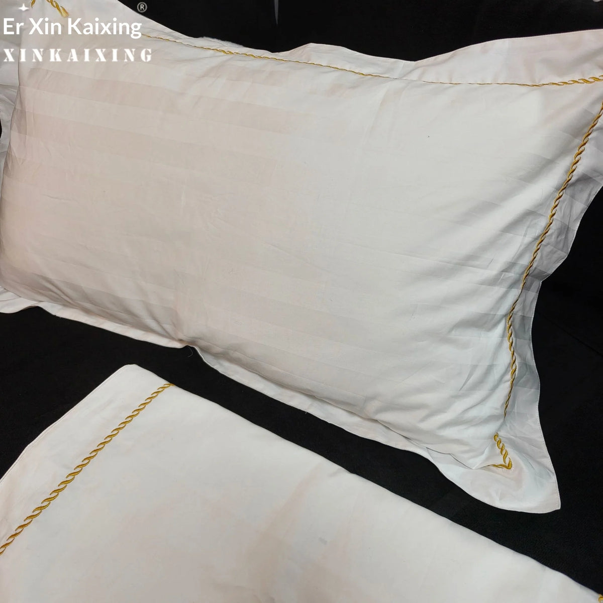 Customized Rectangle Hotel 100% Cotton 3cm Satin Pillowcase Soft Simple Comfortable