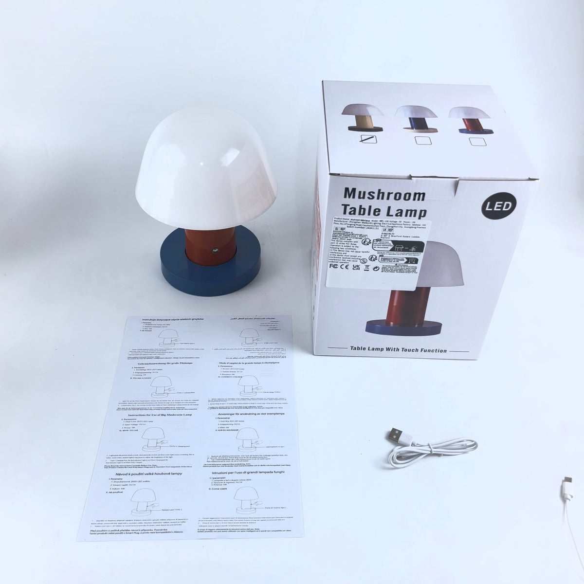 Danish Designer Mushroom Table Lamp Light Luxury Rechargeable Nordic Wireless Touch Retro