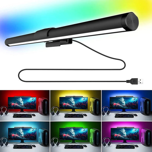 USB Powered Round Desktop LED Display Monitor Light Bar Touch Control RGBIC Night Light
