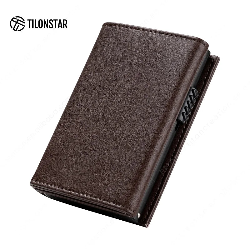 Minimalist Carbon Fiber RFID Metal Wallet Smart Aluminum Wallet Men Mini Card Protector