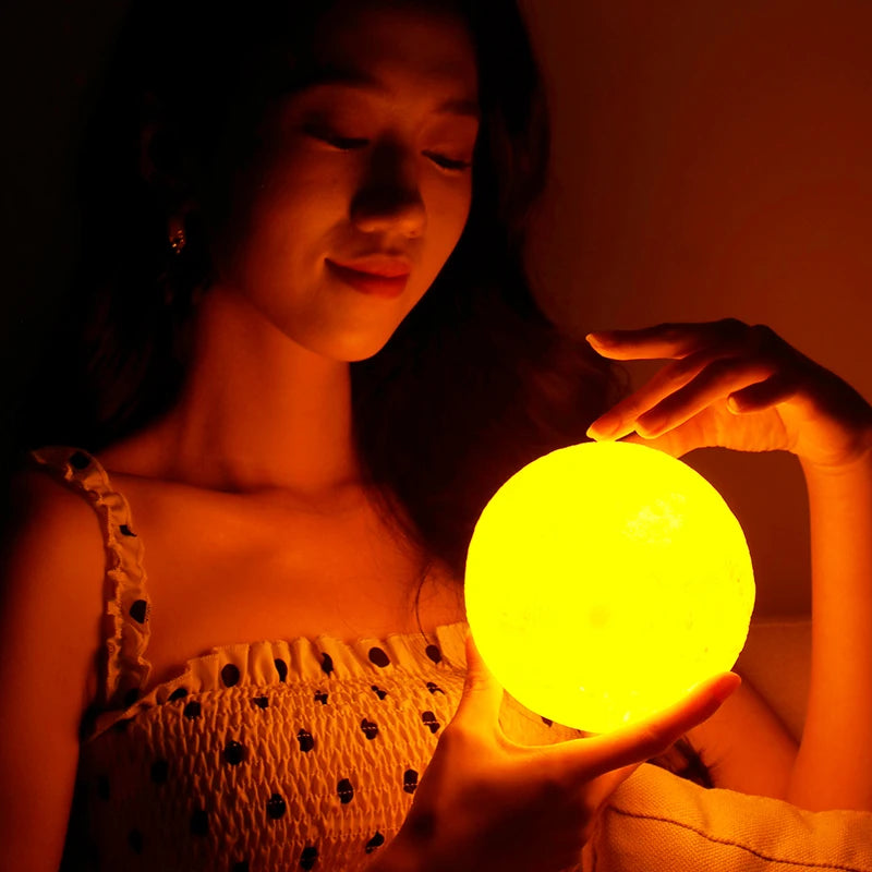 Mini Sunset Projection 3D Moon Lamp PVC USB Rechargeable Dimmable LED Night Light Bedroom