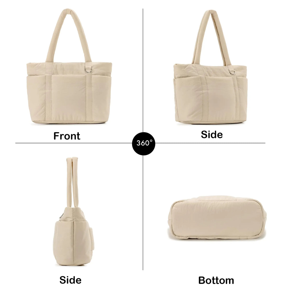 Multi Pocket Tote Bag For Women Large Puffy Shoulder Purse Handbag With Laptop