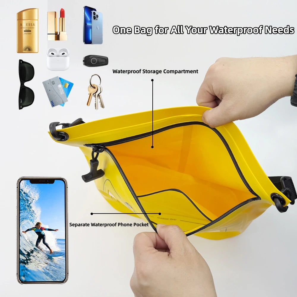 Portable Touchscreen Waterproof Crossbody Bag | Airtight Zipper Dry Bag for Outdoor