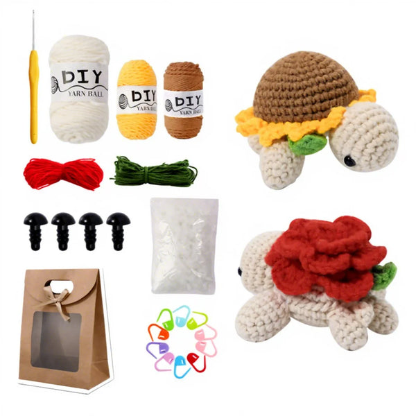 Animal Crochet Kit for Beginners DIY Amigurumi Starter Kit with Yarn Hook