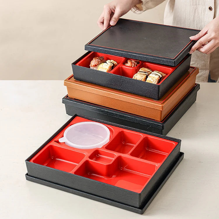 Japanese Style Creative Office Worker 5-Grid Plastic Convenient Lunch Box Sushi Box Bento