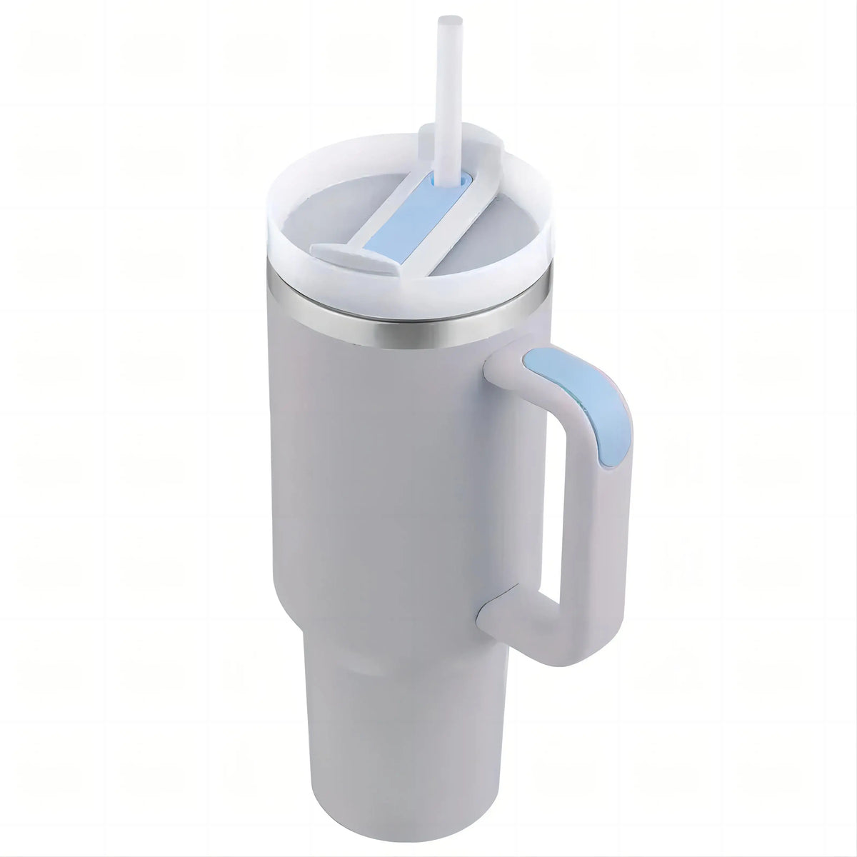 Double Walled Insulated Vacuum Stainless Steel 40Oz Tumbler With Straw Handle And Lid