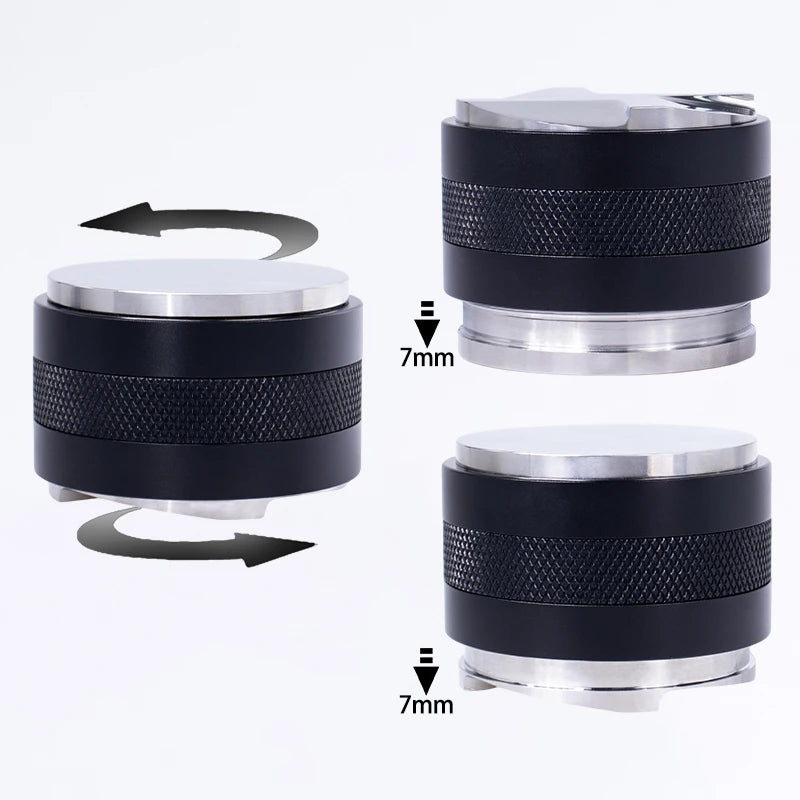 Dual Head Coffee Distributor and Tamper 51/53/58mm Adjustable Depth Espresso Portafilter