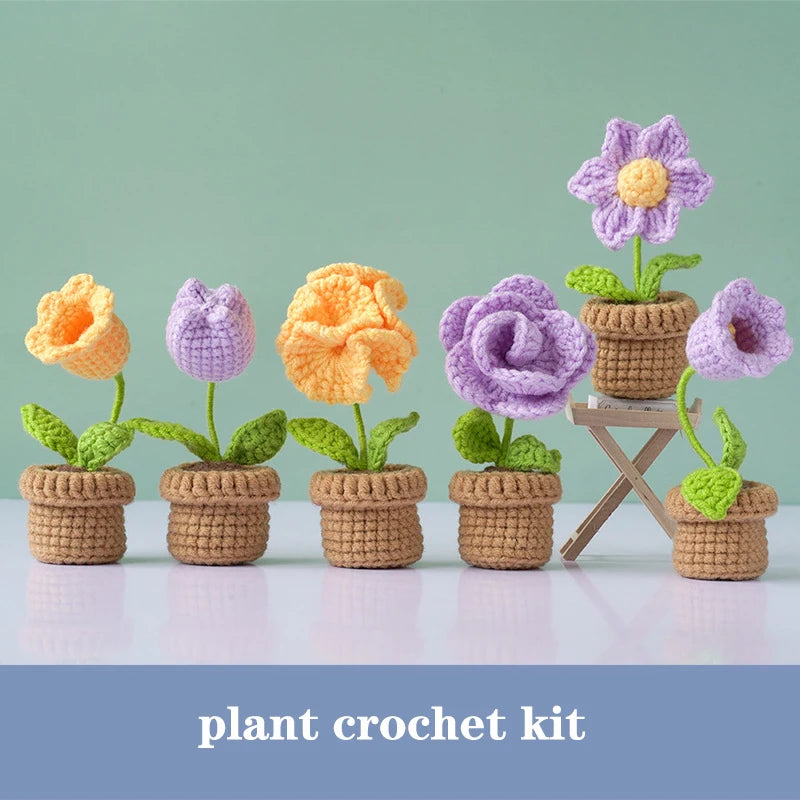 Sale Handmade DIY Crafts Beginners Full Needlework Decorative Plant Flower Crochet Kit