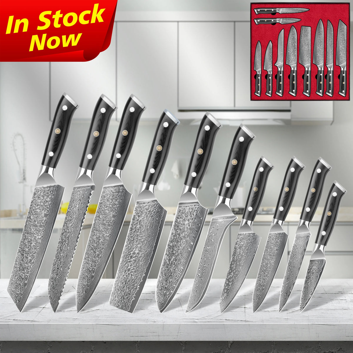 10% Off Vg10 67 Layers Kitchen Knives Professional Damascus Chef Knife Set With Magnetic