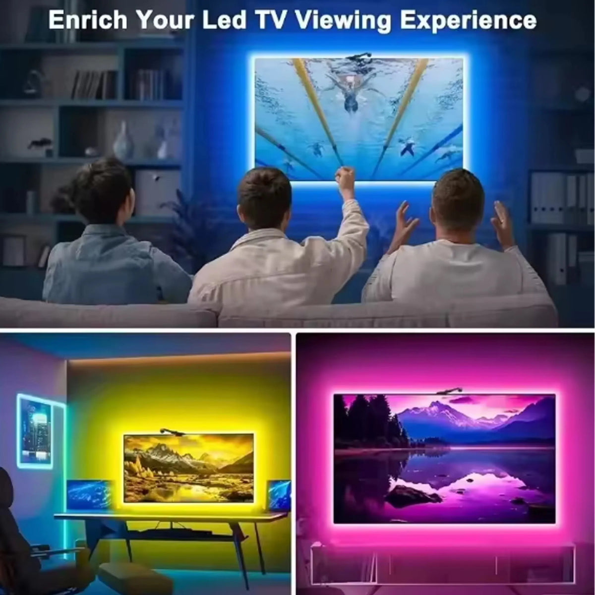 5V TV Sync Backlight, USB Plug-and-Play Self-Adhesive LED Strip, Flicker-Free Eye-Caring