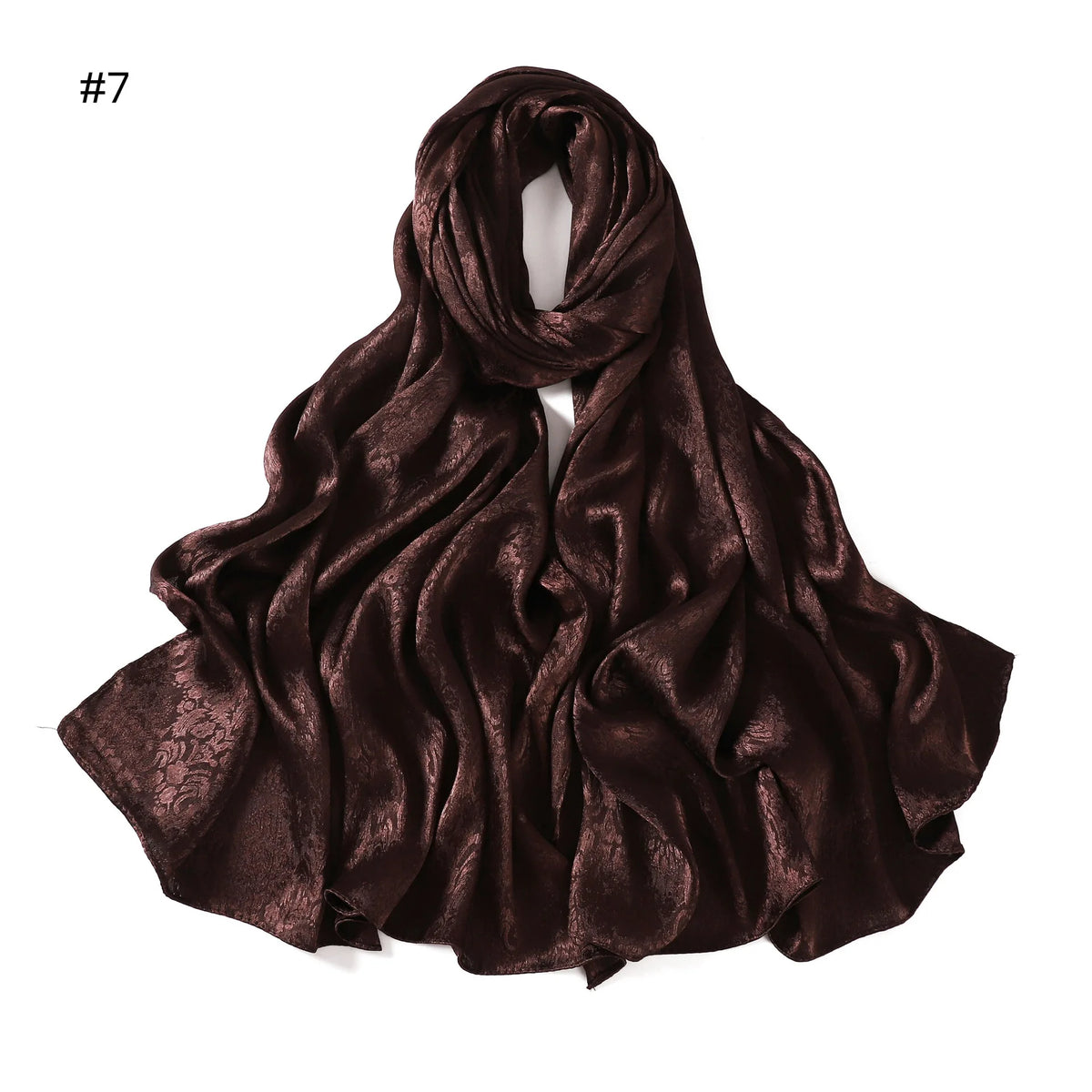 New Solid Color Satin Jacquard Long Scarf Breathable Soft Faux Silk